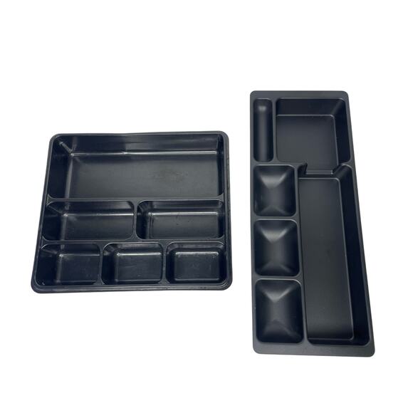 2 Black Desk Drawer Organizers, 6-Comp, Office or Makeup Holders - Used - Picture 1 of 6